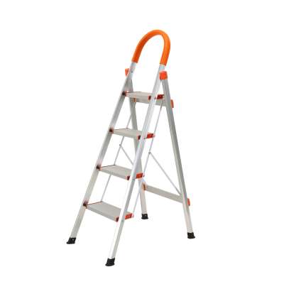 4 Steps Aluminum Household  Folding Ladder With Handrail